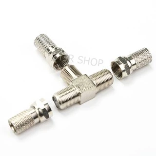 .- TJR แจ็ค F แยก สามทาง ตัวเมีย เหล็ก ข้อต่อ กลางทาง F-type หัวเสียบ ใช้คู่กับสาย Coaxial Cable RG-6