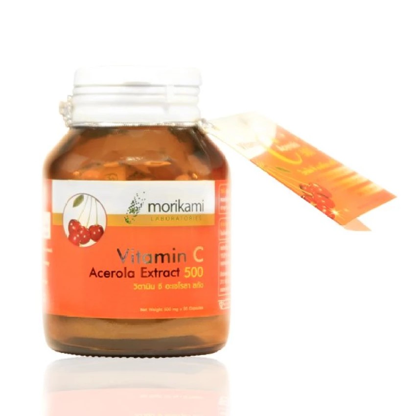 Morikami VitaminC Acerola Extract Vitamin USA อะเซโรล่าสกัด 30 แคปซูลx 500 มก.