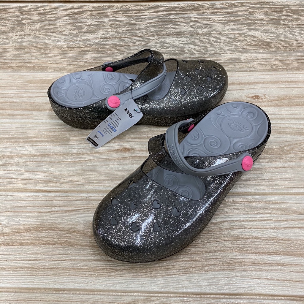 รองเท้าเด็กผู้หญิง รองเท้าเด็กแรกเกิด MONOBO รุ่น Kimberry  รองเท้าแตะสวม (5-8) ดำ/เทา/กากเพชร/ชมพู/ทะเล GNBp