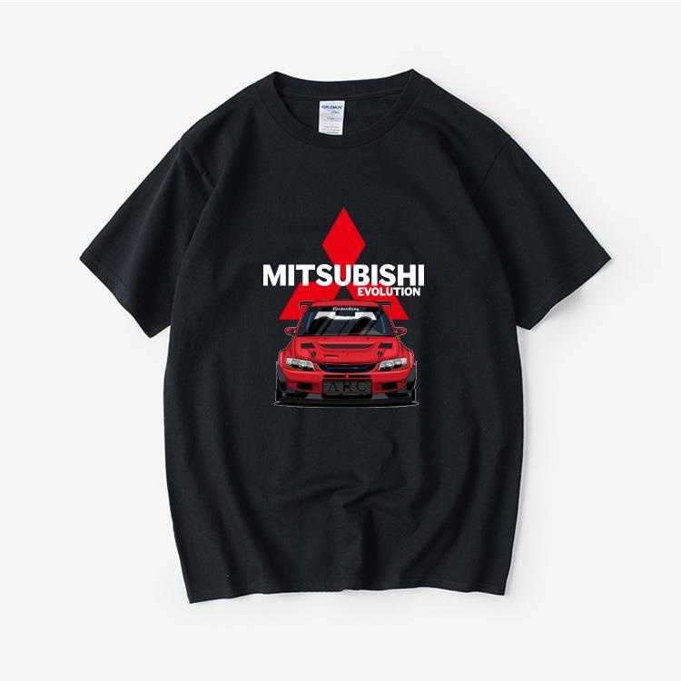 เสื้อยืดโอเวอร์ไซส์แผนกรถสมรรถนะ Mitsubishi Evolution รอบถนนแฟชั่นดัดแปลงวัฒนธรรมคนรักเสื้อยืดแขนสั้นเสื้อผ้าอินเทรนด์S-