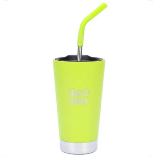 แก้ว tumbler เก็บร้อนเย็น ยี่ห้อ Klean Kanteen มาพร้อมฝาเสียบหลอดและหลอด