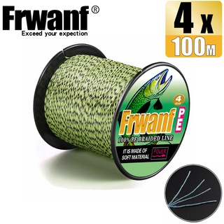 Frwanf สายเอ็นตกปลา PE แบบถัก ทนทาน 4 เส้น 100 เมตร สีดํา และสีเหลือง