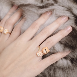 FAIRY TALES - Cool cat : The Orange Exotic Shorthair Cat  Ring / แหวนแมวส้ม / แหวนหัวแมวกับอุ้งเท้า น่ารัก handmade