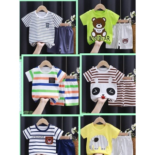 📮พร้อมส่ง📦ชุดเชทเด็กแฟชั่น ชุดเสื้อ+กางเกง ลายยกำลังฮิต ลายเข้าใหม่