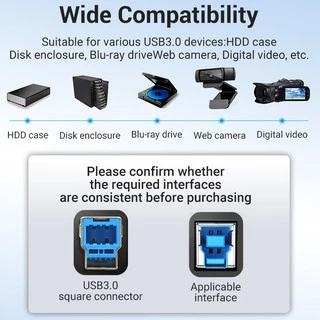 Vention สายเคเบิล Usb 3.0 Usb A To Usb B Male To Male 2A ความเร็วสูง 5Gbps สำหรับเครื่องปริ้น Canon Hp COO