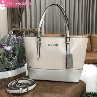 NEW! GUESS SINGNATURE SHOPPER BAG (SIZE L) ของแท้ ราคาถูก