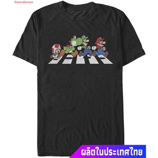 Tee เสื้อวินเทจผญ เสื้อยืดกีฬา Mens Nintendo Mario Bros. Crosswalk T-Shirt Short sleeve T-shirts