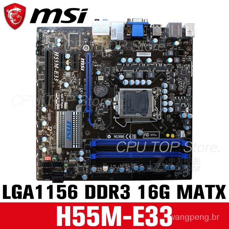 MSI H55M-E33 Soquete H55 LGA 1156 DDR3 16GB M-ATX Original Usado Placa Mãe De Mesa FRCO