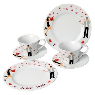 ชุดอาหารว่าง 2 ที่ COUPLE LOVE รอยัล ปอร์ซเลน R6PCSCL Snack Set 2 at COUPLE LOVE Royal Porcelain R6PCSCL