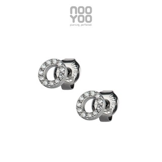 NooYoo ต่างหูสำหรับผิวแพ้ง่าย Donut Cubic Zirconia