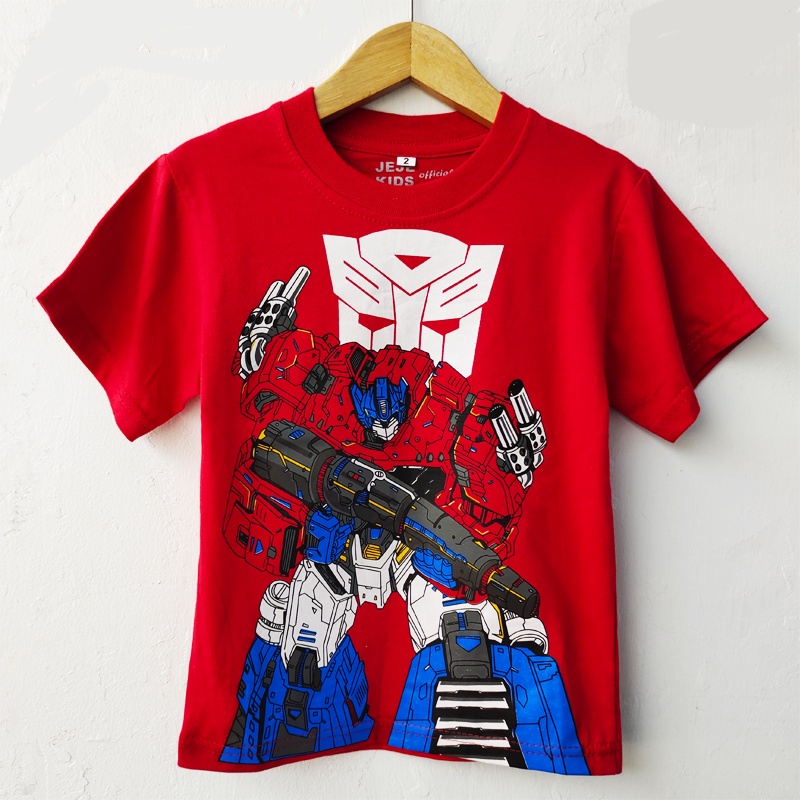 เสื้อยืด MERAH TRANSFORMERS OPTIMUS KIDS สีแดง