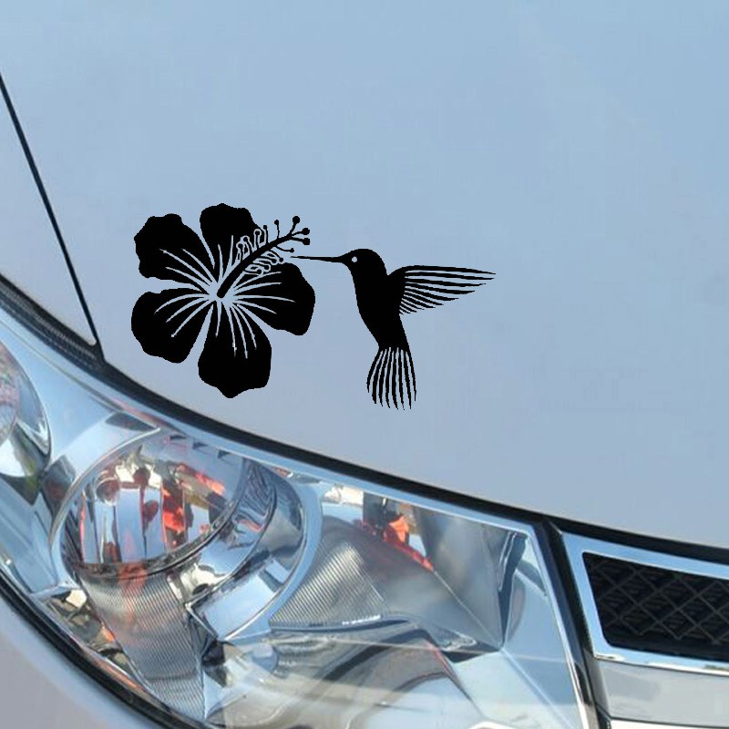 Car Stickers Beautiful Hummingbird And Flower Natural Beautiful Vinyl ...