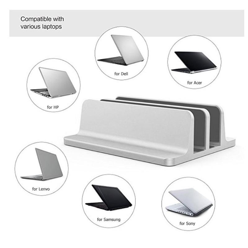 VODOOL Adjustable Vertical Laptop Stand Dual Slot Bracket 3D Surface ...