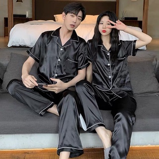 ชุดนอน แขนสั้น+ขายาว ผ้าซาติน ผ้านุ่มใส่สบาย ผ้าลื่น สินค้าพร้อมส่ง