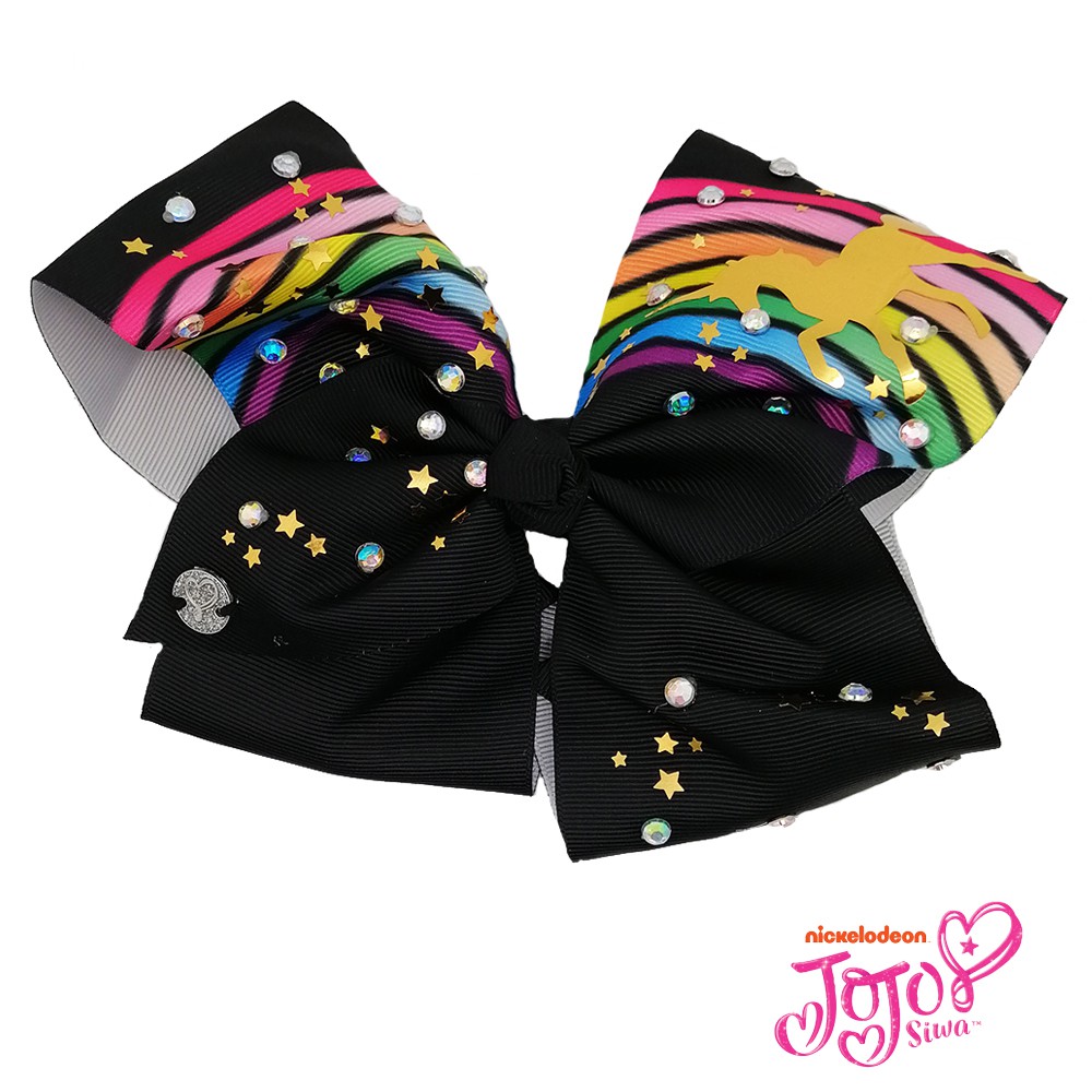 Jojo Siwa Bow With Clip (ยูนิคอร์นสีรุ้งสีดํา)