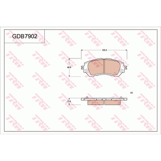 ผ้าดิสเบรคหน้า TOYOTA VIOS YARIS J E NSP150 NCP150 1.2 1.3 1.5 2013- YARIS ATIV 2017- GDB7902 TRW