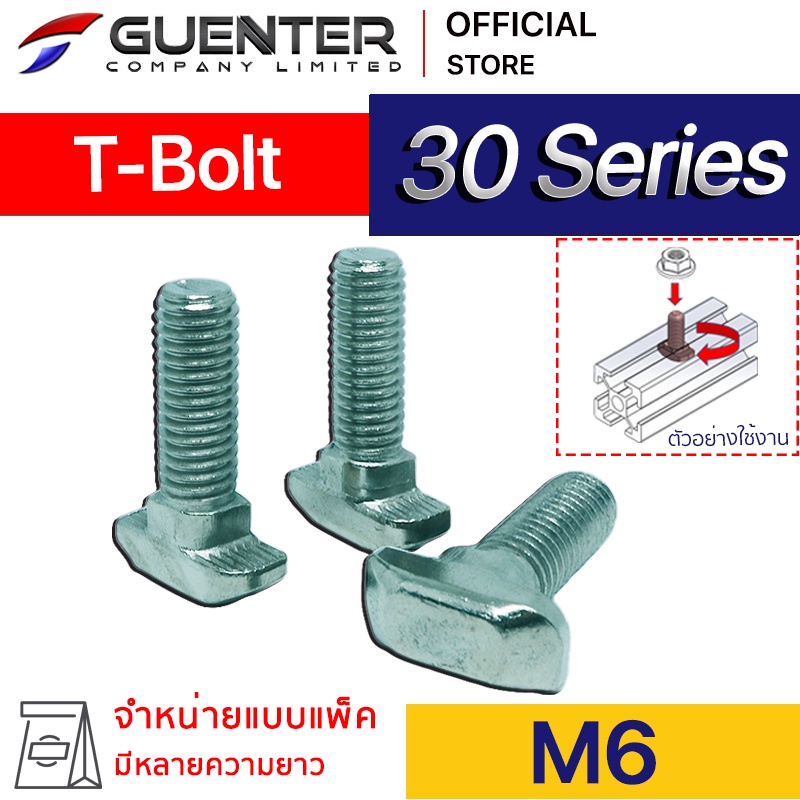 T-Bolt M6 30 Series (Pack 10) ราคาถูกสุด!!! น็อตยึดสำหรับอลูมิเนียมโปรไฟล์ซีรี่ 30 ทั้ง T-Slot และ V-Slot