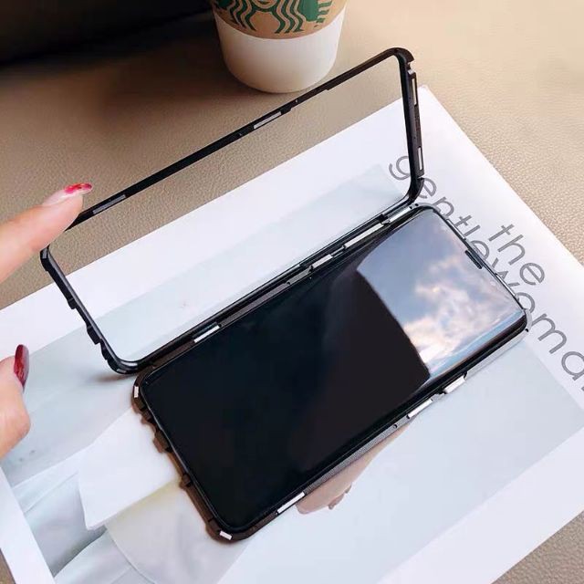 S8 S8plus S9 S9plus S10 S10plus เคสประกบด้วยระบบแม่เหล็ก ด้านหลังกระจกใส ขอบมี 4 สี ดำ แดง เงิน ทอง 