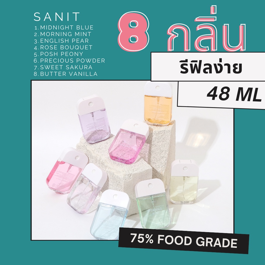 สเปรย์แอลกอฮอล์ 75% food grade พกพา ของแท้ มีอย. กลิ่นหอม ขนาด48ml. สเปรย์แอลกอฮอลล รีฟิลได้