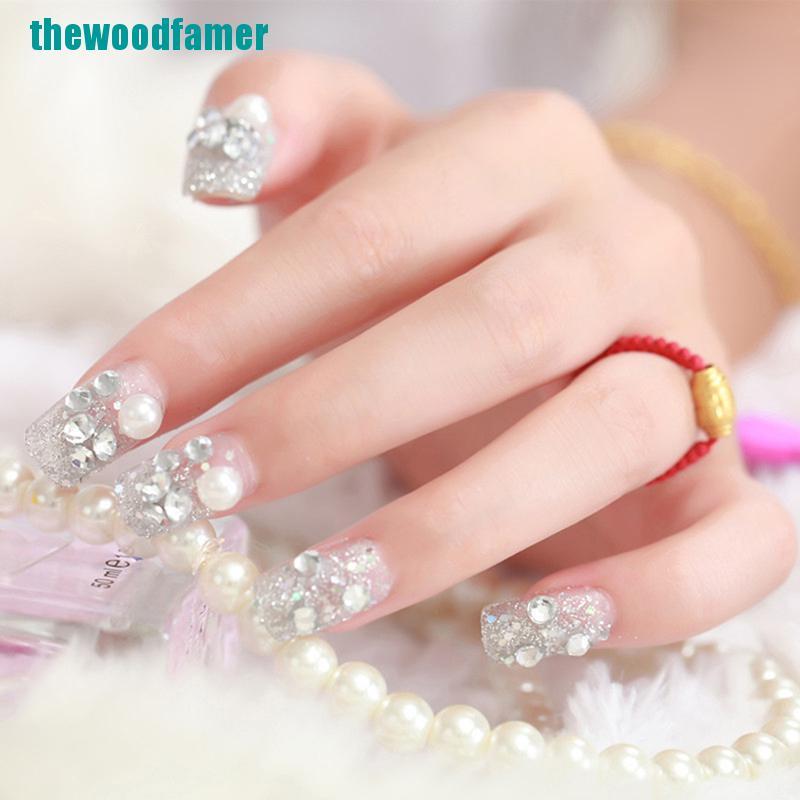 【the】24pcs Acrylic French Fake Finger Nails Full Cover False Nail Art