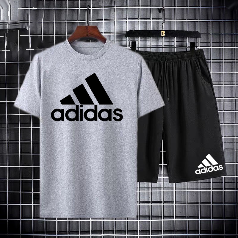 ชุดเซ็ทแฟชั่นเสื้อยืดแขนสั้นสกรีนลาย+กางเกงขาสั้นกางเกงขาสั้นลำลอง กางเกงกีฬา ใส่ได้ทั้งหญิงและชายT1