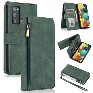 Zipper Casing Samsung Galaxy A72 A71 A52 A51 A42 A32 A31 A21S Lanyard Flip Case Money Wallet Holder Card Slot Cover