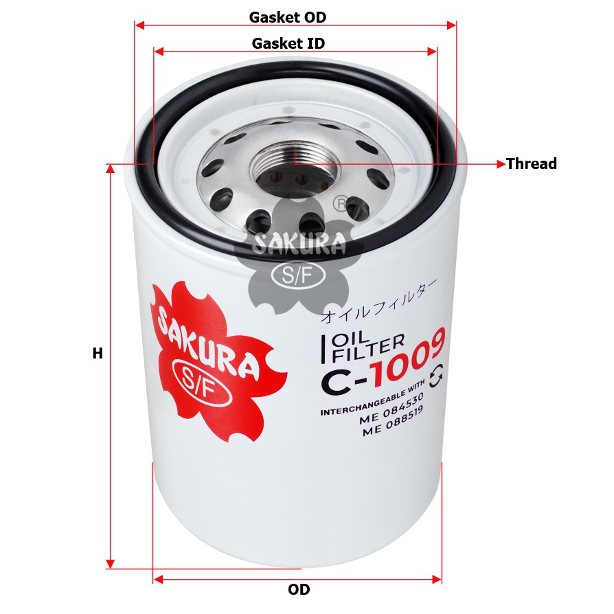 กรองน้ํามันเครื่อง MITSUBISHI รหัส C-1009/ ME084530 ฉันมีฉัน088519 HD700 9N6007 JX717 4296675 Lf3328