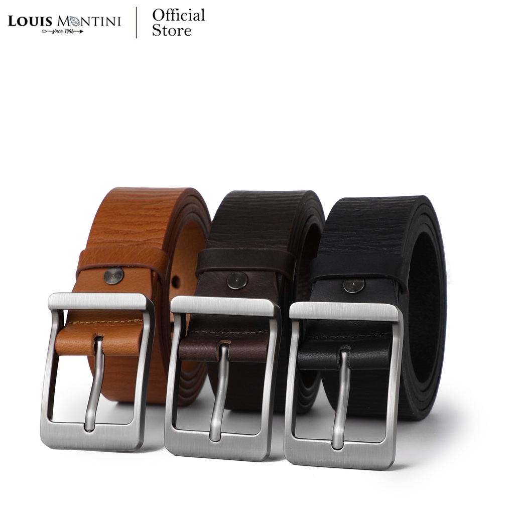 Louis Montini (Classic) เข็มขัดผู้ชายหนังวัวแท้ เข็มขัดผู้ชาย Men's Belt MGN163