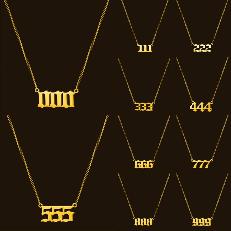 New 111 222 333 444 555 777 888 999 666 Devil Necklace Stainless Steel Angel Number Necklaces Pendan