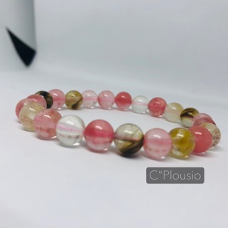 หินเชอร์รี่ควอตซ์สามสี(Cherry Quartz Stone)  ขนาด 8 10 12 มิล