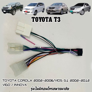 ปลั๊กตรงรุ่นจอแอนดรอย TOYOTA-T3 ไม่ต้องต่อสาย เสียบเข้ากับชุดไฟและลำโพงรถเดิมได้ มาพร้อมคอนโทรลพวงมาลัย 16pin