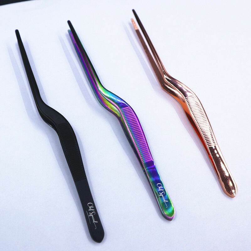 14 ซม. Chef Plating TWEEZERS แหนบให้บริการ Presentation สแตนเลส Offset