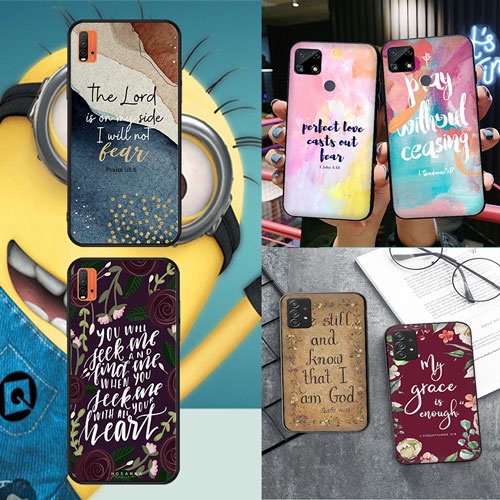 นุ่มสีดํา Redmi S2 8 8A 9 9A 9C 9T 9C NFC ฝาครอบโทรศัพท์ Bible verse Christ Christian D