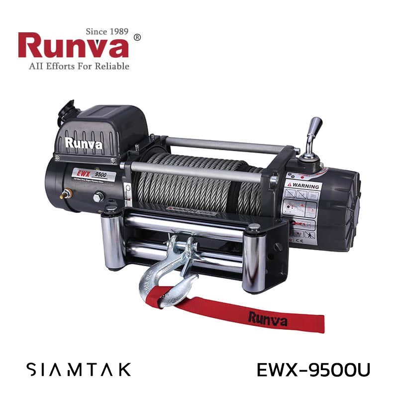 รอกไฟฟ้า วินซ์ไฟฟ้า Runva Electric Winch 9500lbs (4,309kg) 12V/24V สลิงยาว 26 เมตร