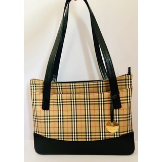 [มือสองของแท้] BURBERRY Tote Bag Beige Black Canvas มือสองสภาพดีค่ะ