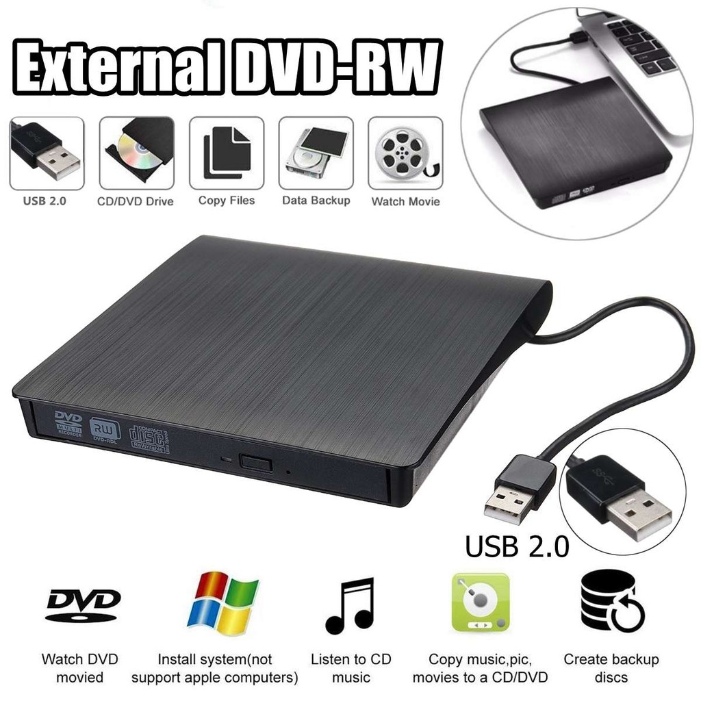 USB 3.0 DVD-RW External Slim Writer / Burner / rewriter / CD Rom Drive แบบพกพา อ่านเขียน Play & Play