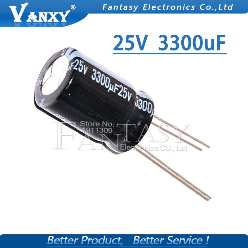 5PCS Higt quality 25V3300UF 16*25mm 3300UF 25V 16*25 Electrolytic capacitor