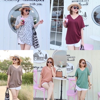 🌵Chilling v-neck top(A077)🌵เสื้อยืด คอวี ผ้าเกาหลี