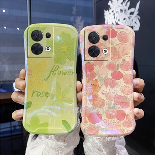 In Stock เคสโทรศัพท์ 2022 New Casing OPPO Reno8 5G Reno7 Pro 7 Z Reno6 Pro 5G Blu-ray Phone Case Small Waist Romantic Flowers Handphone Case TPU Silicagel Softcase Shockproof Protective Cover เคส