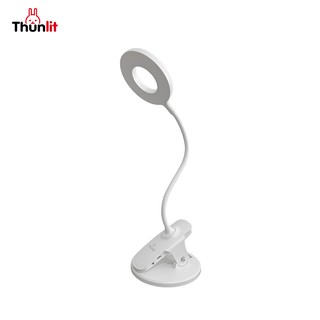 Thunlit โคมไฟหนีบ LED ชาร์จUSB 1250mAh โคมไฟตั้งโต๊ะ โคมไฟหอพัก ไฟวงแหวน อุณหภูมิสี 3 สี ปรับความสว่างหลายระดับ