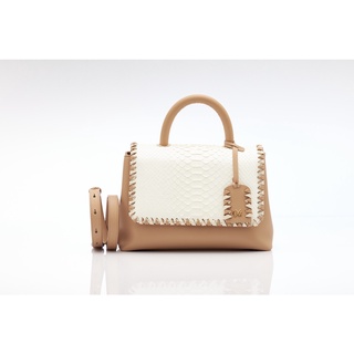 Xotique Camille handbag in Beige/Ivory Python