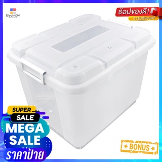 กล่องเก็บของ มีล้อ ฝาล็อค STACKO 90 ลิตร 60.8X50.3X44.7 ซม. สีใสSTORAGE BOX WITH LOCKING LID AND WHEELS STACKO 90L 60.8X