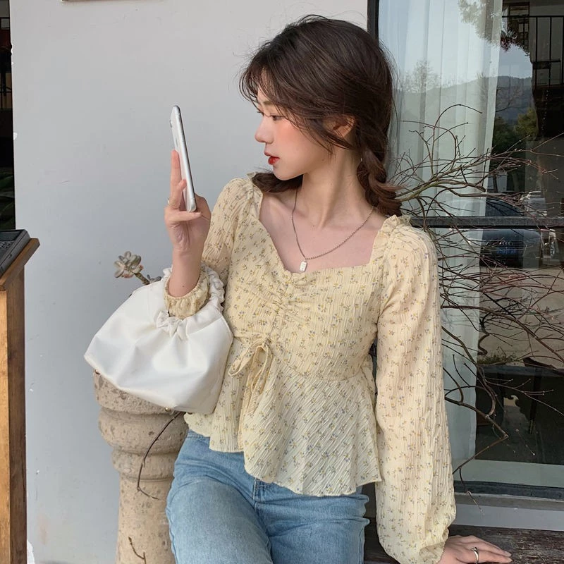 เสื้อชีฟองแขนยาวลายดอกไม้ สไตล์เกาหลี 2021 thumbnail 8