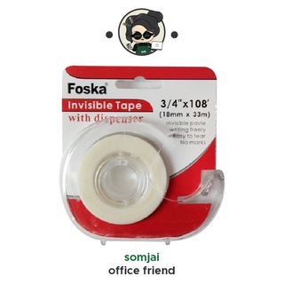 Foska (ฟอสก้า) สก๊อตเทปใสพร้อมแท่นตัด เทปใสพร้อมแท่นตัดขนาด 18 mm. x 33 m.