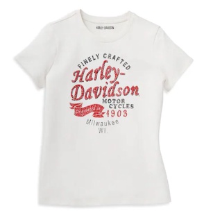 เสื้อยืดผู้หญิงสีขาวลิขสิทธิ์แท้จาก Harley Davidson 96241-22VW