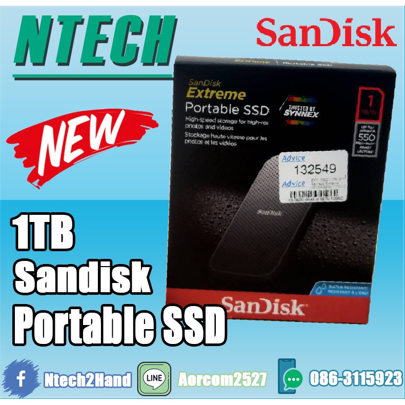 SanDisk Extreme Portable SSD 1TB (SDSSDE60-1T00) ( เอสเอสดี Solid State Drive )
