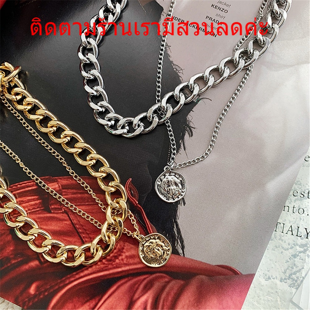 สร้อยคอโซ่สองชั้นสร้อยคอฮิปฮอป Women ราคา ถูกที่สุด ดีลบีเคเค รูปภาพหลัก