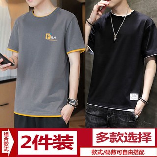 Mens short-sleeved t-shirts mens 2021 clothes trend wild handsome half-sleeved男士短袖t恤男2021衣服潮流百搭帅气半袖体恤衫男装上衣 4.19