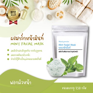 มาส์กหน้าสูตรมิ้นท์  MINT FACIAL MASK  พอกหน้า ช่วยดูแลทั้งสิวอักเสบ สิวอุดตัน ช่วยให้แห้งไวและยุบเร็ว 250 กรัม