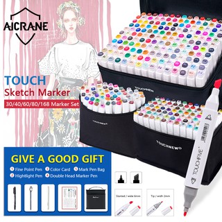 Aicrane Touchfive ชุดปากกามาร์กเกอร์ 30, 40, 60, 80 สี